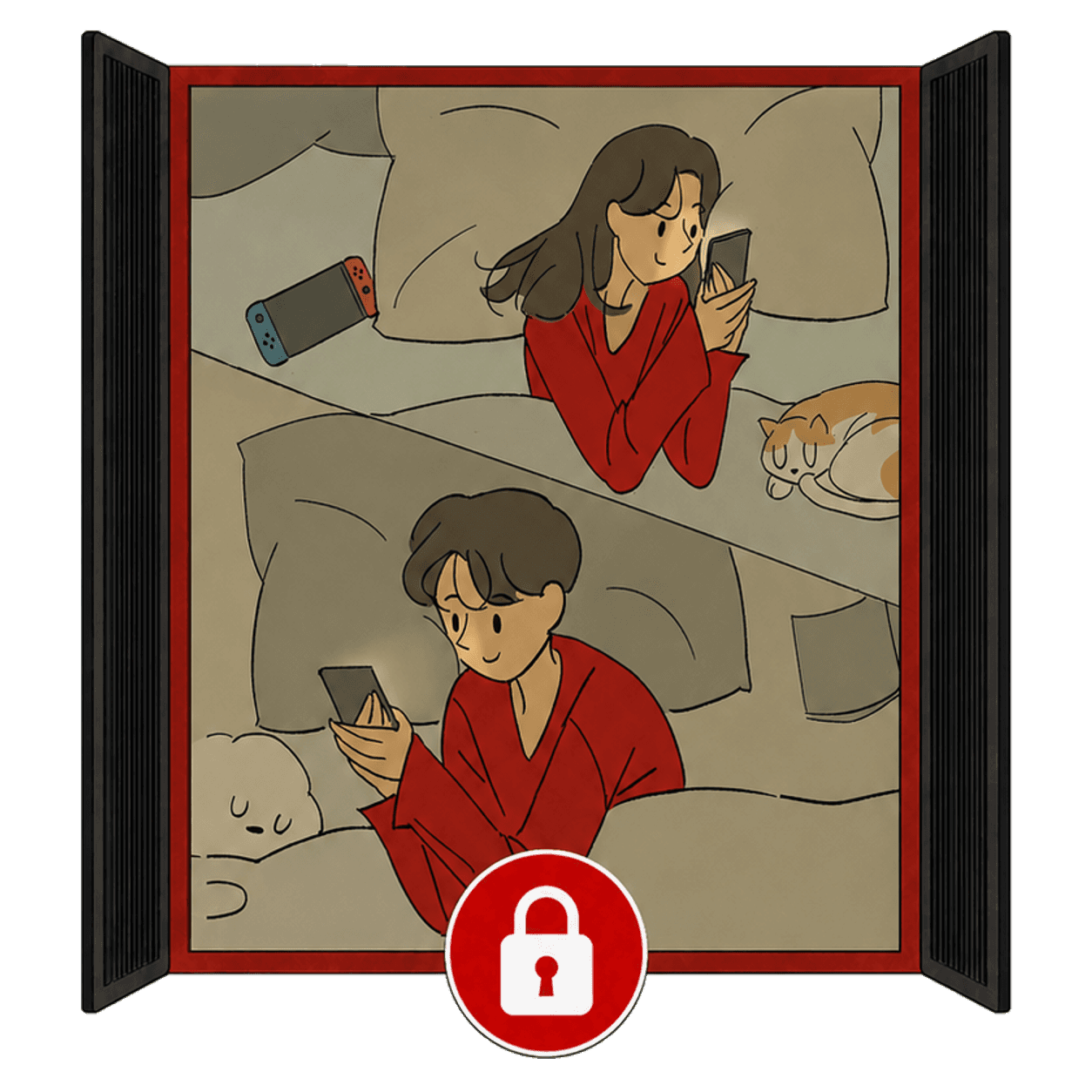 Abstract line illustration representing privacy and control